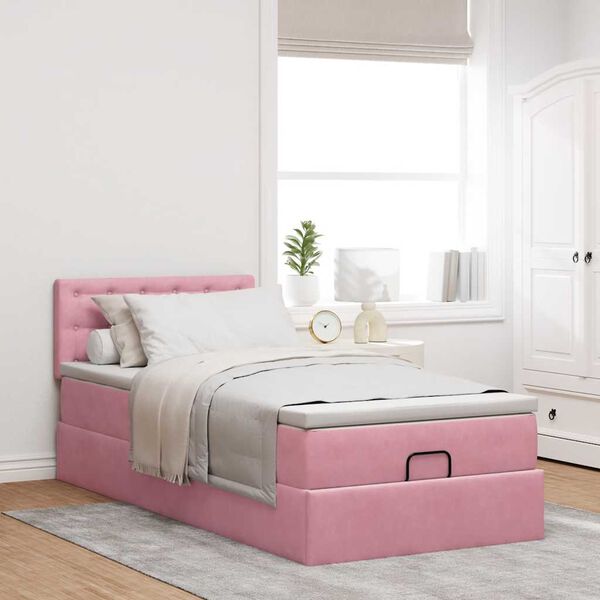 vidaXL Ottoman bed met matras 80x200cm fluweel roze