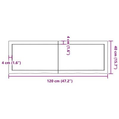 vidaXL Tafelblad 120x40x(2-4)cm behandeld eikenhout donkerbruin