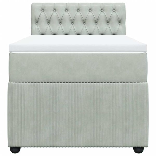 vidaXL Boxspring met matras fluweel lichtgrijs 90x190 cm