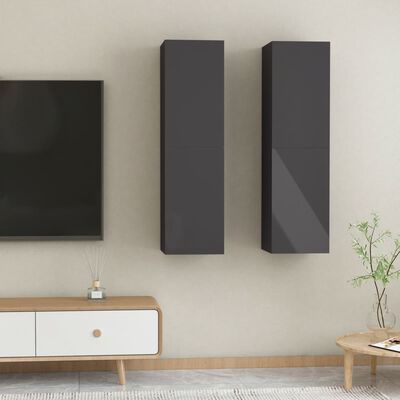 vidaXL Tv-meubelen 2 st 30,5x30x110 cm spaanplaat hoogglans grijs