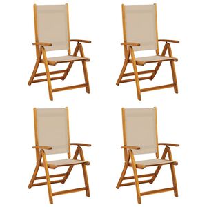 vidaXL Tuinstoelen inklapbaar 4 st massief acaciahout en textileen