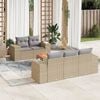 vidaXL 6-delige Loungeset met kussens poly rattan beige
