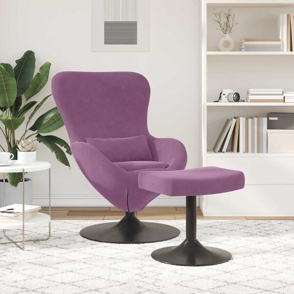 vidaXL Egg Chair met Voetsteun Paars 63 x 73 x 90 cm Fluweel