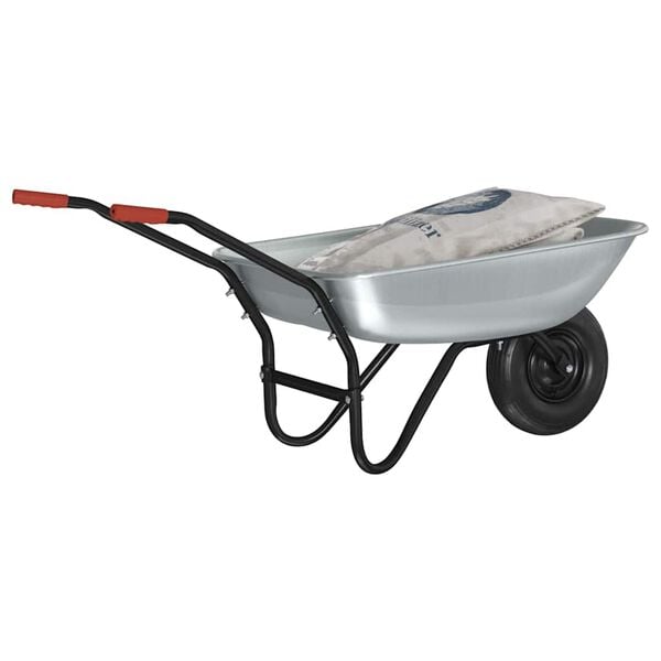 vidaXL Kruiwagen Zilver en Zwart 133 x 62,5 x 58 cm Staal