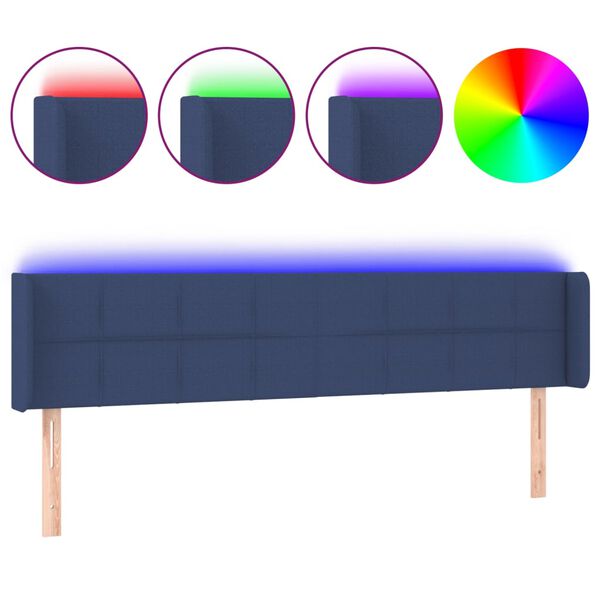 vidaXL Hoofdbord LED 183x16x78/88 cm stof blauw
