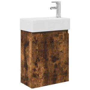 vidaXL Badkamermeubel met kraan Gerookt eiken 45,5 x 22,5 x 84 cm