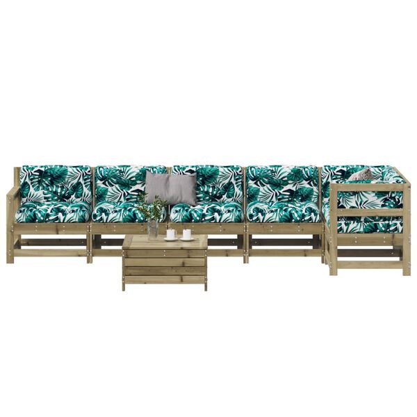 vidaXL 7-delige Loungeset met kussens ge&iuml;mpregneerd grenenhout