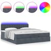 vidaXL Ottoman bed met matras en LED's 180x200cm fluweel donkergrijs