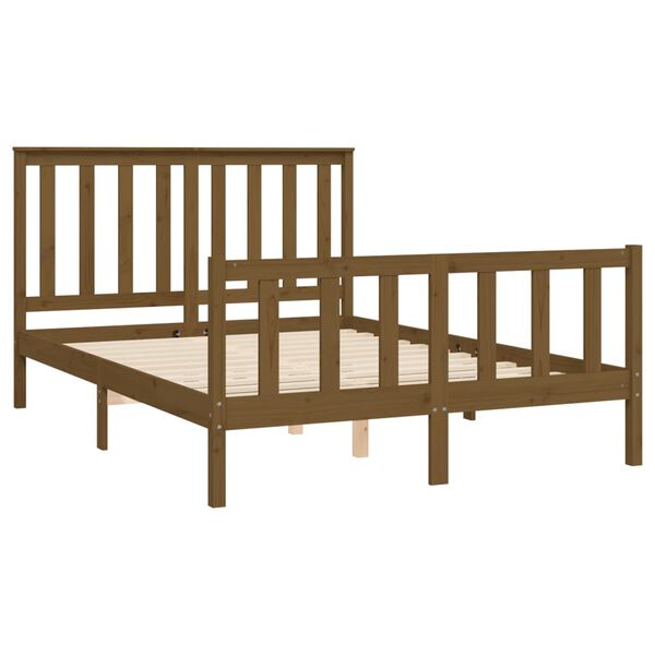 vidaXL Bedframe met hoofdbord grenenhout honingbruin 140x200 cm