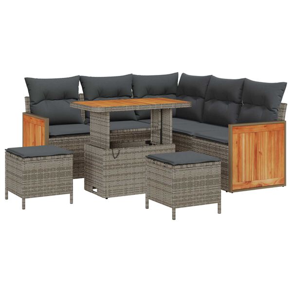 vidaXL Tuin Sofa Set 8 pcs Grijs Poly rattan en gepoedercoat staal