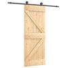 vidaXL Schuifdeur Naturel en Zwart 70 x 210 cm Massief Grenenhout