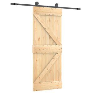 vidaXL Schuifdeur Naturel en Zwart 70 x 210 cm Massief Grenenhout