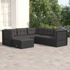 vidaXL 6-delige Loungeset met kussens poly rattan zwart