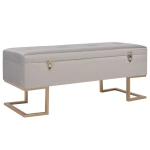 vidaXL Bankje met opbergvak 105 cm fluweel grijs