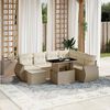 vidaXL 8-delige Loungeset met kussens poly rattan beige