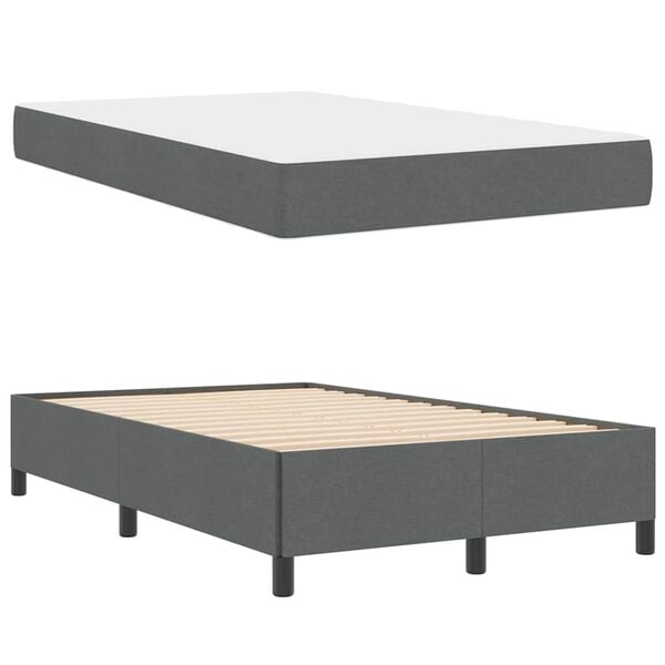vidaXL Boxspringbed Donkergrijs 120 x 190 cm Stof
