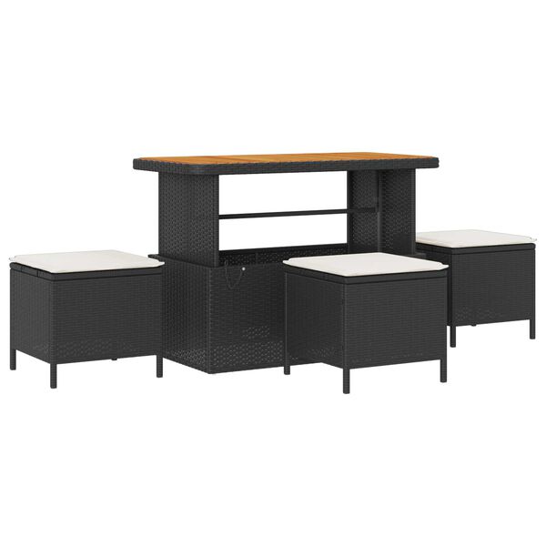 vidaXL Tuin Sofa Set met kussen met opslag 9 pcs Zwart en Cr&egrave;me