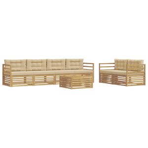 vidaXL Buiten bankenset 7 st Wit en Beige Polyester