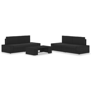 vidaXL 5-delige Loungeset poly rattan zwart