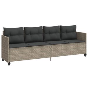 vidaXL Ligbed met kussen&nbsp;poly rattan lichtgrijs