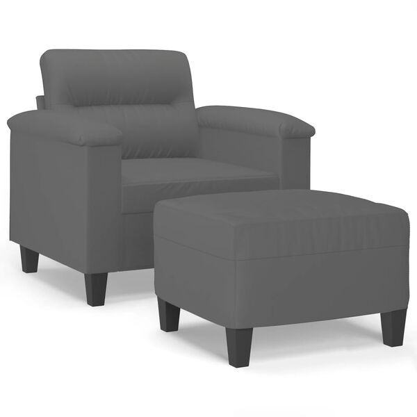 vidaXL Fauteuil met voetenbank 60 cm microvezelstof donkergrijs