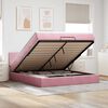 vidaXL Ottoman bed met matras en LED's 160x200cm fluweel roze
