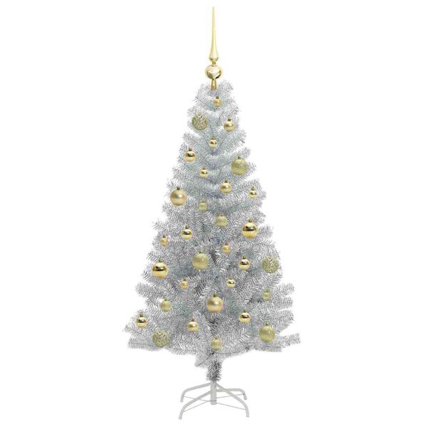 vidaXL Kerstboom met 150 LED met standaard Zilver 120 cm PET