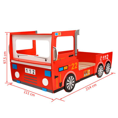 vidaXL Kinderbed brandweerwagen 200x90 cm rood