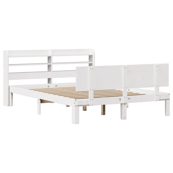 vidaXL Bedframe met hoofdbord massief grenenhout wit 120x190 cm