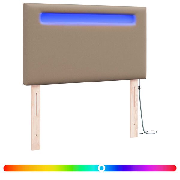 vidaXL LED Hoofdbord Cappuccino 90 cm Nep Leer