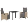 vidaXL Tuin eettafelset 3 st Beige poly rattan