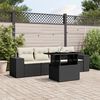 vidaXL 5-delige Loungeset met kussens poly rattan zwart