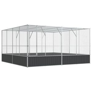 vidaXL Voli&egrave;re 418x414x212 cm staal zilverkleurig