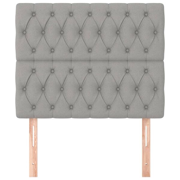 vidaXL Hoofdbord lichtgrijs 90x7x118/128 cm stof