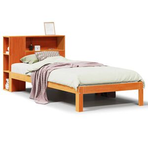 vidaXL Bed met boekenkast zonder matras grenenhout wasbruin 75x190 cm