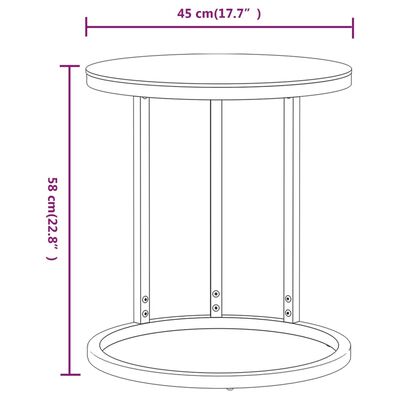 vidaXL Bijzettafel 45 cm gehard glas goudkleurig en zwart