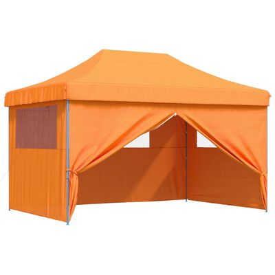 vidaXL Partytent inklapbaar pop-up met 4 zijwanden oranje