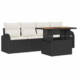 vidaXL Tuin Sofa Set 5 pcs Zwart en cr&egrave;me