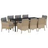 vidaXL Tuin eettafelset 9 st Beige poly rattan