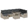 vidaXL Tuin Sofa Set met kussen met opslag 9 pcs Lichtgrijs Poly riet