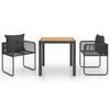 vidaXL 3-delige Tuinset PVC-rattan zwart en bruin