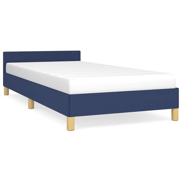 vidaXL Bedframe met hoofdeinde zonder matras 100x200 cm stof blauw