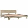 vidaXL Bedframe bewerkt hout metaal sonoma eikenkleurig 180x200 cm