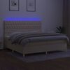 vidaXL Boxspring met matras en LED stof cr&egrave;mekleurig 200x200 cm