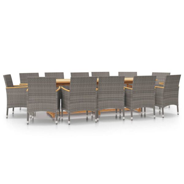 vidaXL 13-delige Tuinset met kussen grijs