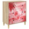 vidaXL Ladekast AACHEN Roze palmbomenprint 66 x 36,5 x 75 cm Sonoma