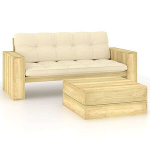 vidaXL 2-delige Loungeset met kussens ge&iuml;mpregneerd grenenhout