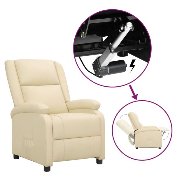 vidaXL Sta-op-stoel verstelbaar echt leer cr&egrave;mekleurig