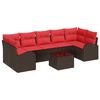 vidaXL Tuin Sofa Set met opslag 8 pcs Beige en Rood poly rattan