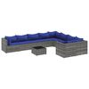 vidaXL 10-delige Loungeset met kussens poly rattan grijs